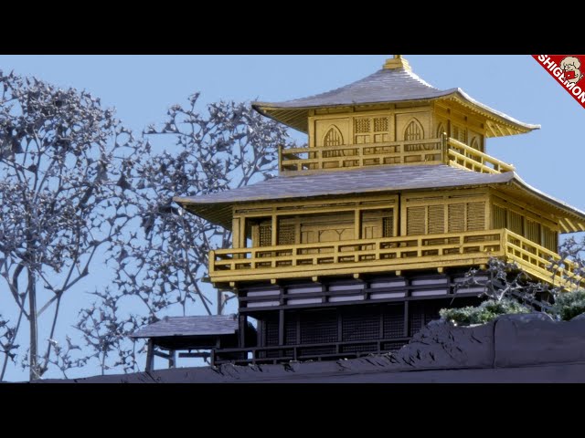 1/150・雪の金閣寺・ジオラマ・完成品・LEDライトアップ・アクリル