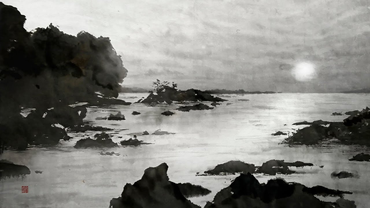 How to draw a sea Landscape painting 