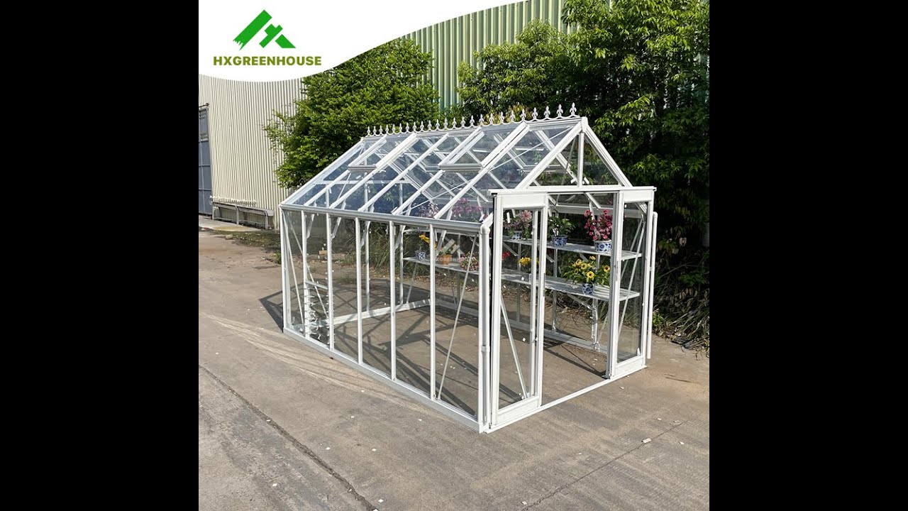 高品質4 mm強化ガラス強力アルミフレーム温室,Hx98強力フレーム温室