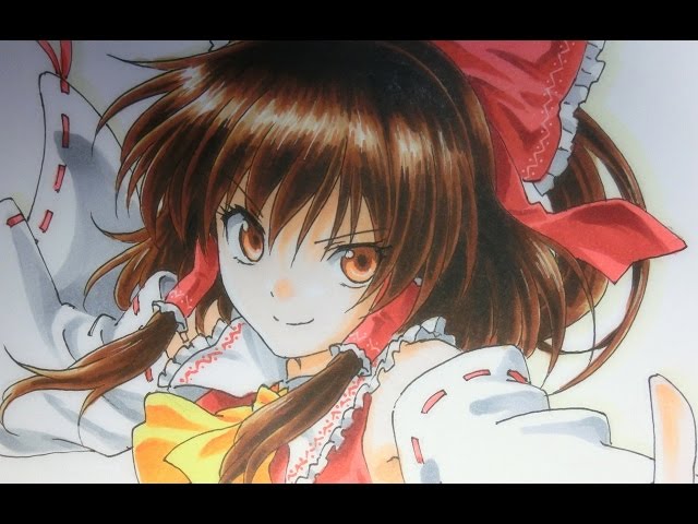 東方描いてみた】博麗霊夢【コピック】 Drawing Reimu Hakurei - YouTube