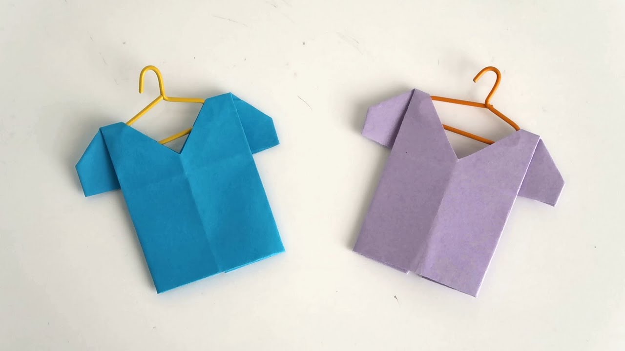 How to Make a Tiny Origami T-Shirt With a Hanger - Paper Crafts
