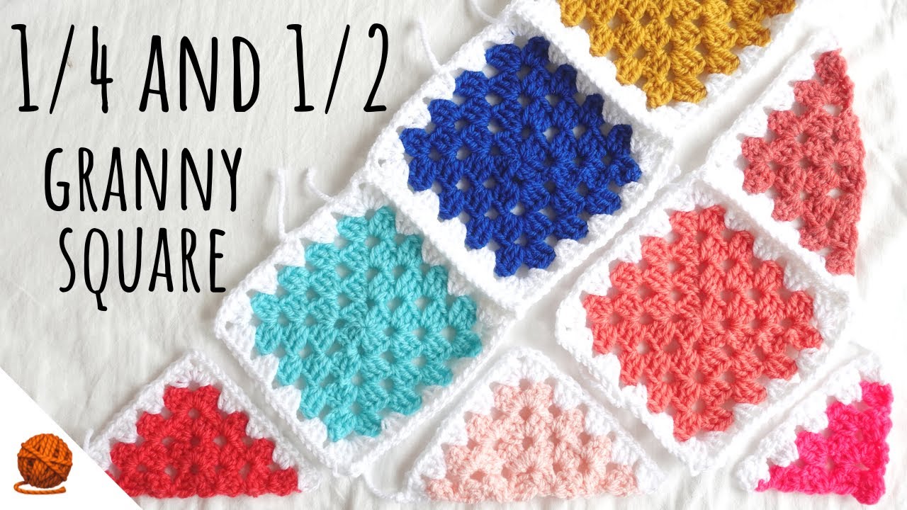 グラニースクエア 1/4・1/2サイズの編み方[ブランケット]・かぎ針編み