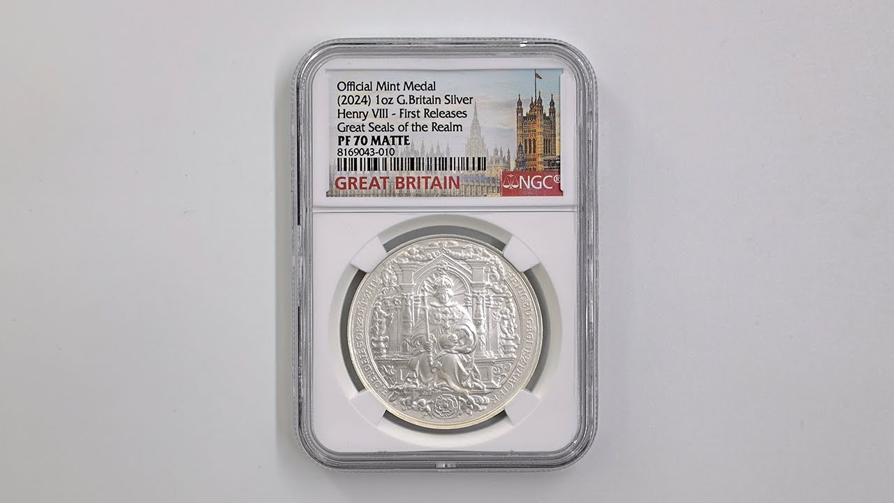 2024 英国 ヘンリー8世 王国の大印章 銀メダル 1オンス 艶消しプルーフ