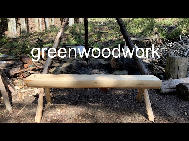 ヒノキの丸太を割ってベンチを作ってみた オフグリッド山暮らしVlog41