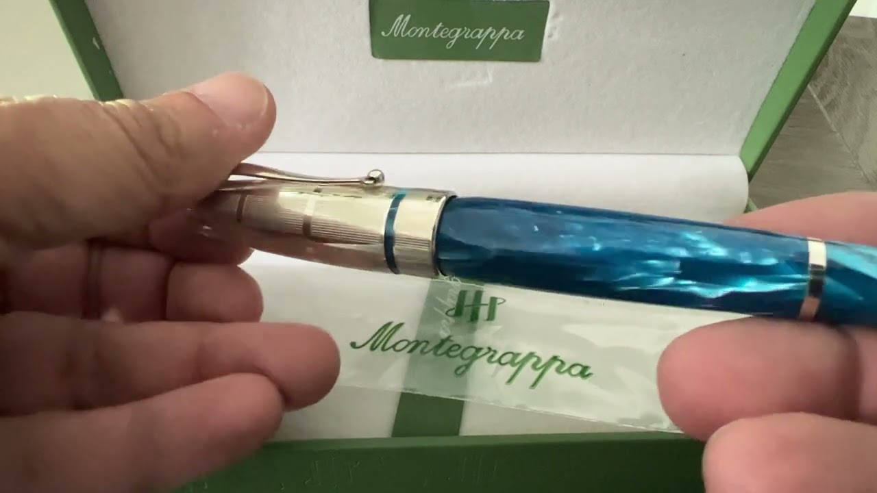 Montegrappa Miya Argento Turquoise Blue Celluloid Rollerball Pen