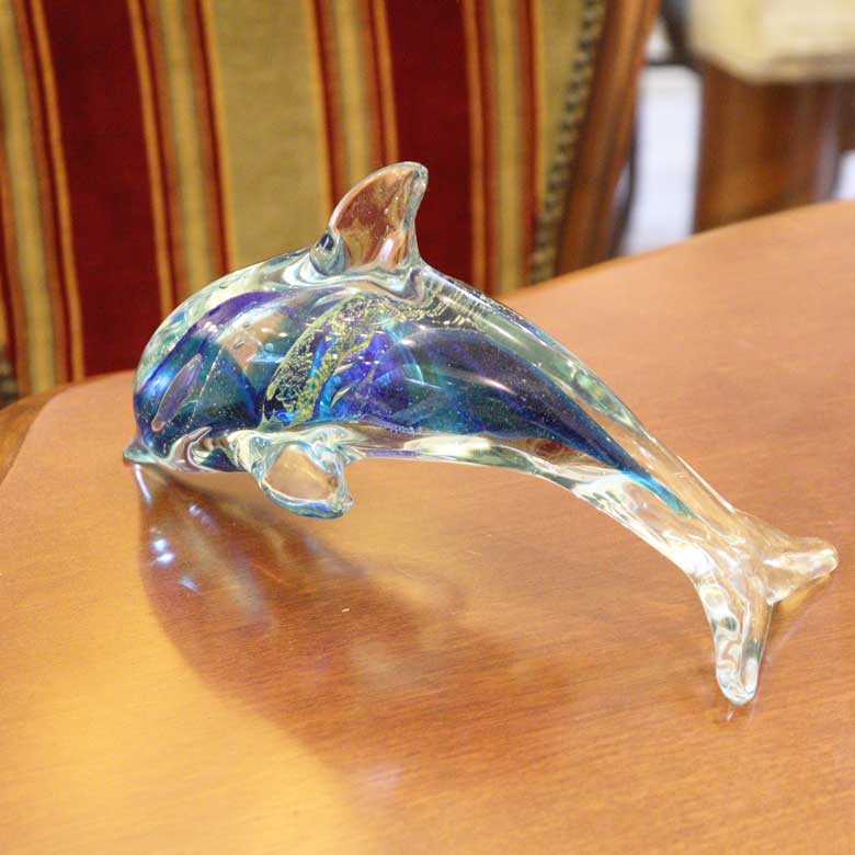 ガラスの置物 イルカ ドルフィン オーナメント ガラス雑貨 オブジェ