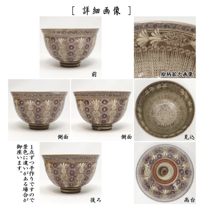 抹茶碗【Galleryてとて】 抹茶茶碗 彩流釉 鶴亀 C428