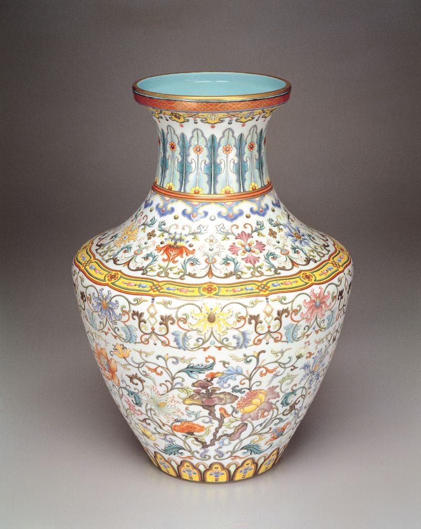 No.864 送料無料 中国 大清乾隆年製 粉彩 花瓶 粉彩瓶 箱付き 清 中華