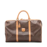 セリーヌ マカダム PVCxレザー ボストンバッグ ブラウン WZ625234