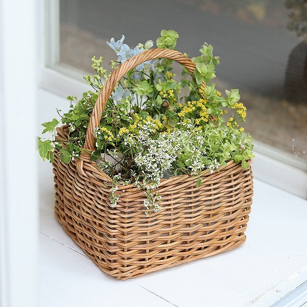 アラログ バスケット グリーンバスケット スクエア 持ち手 取っ手付き