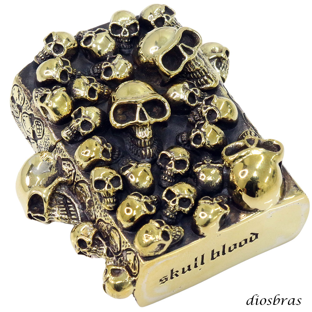 ドクロ 骸骨 スカル 髑髏 ZIPPO ジッポ 真鍮製 シルバー925