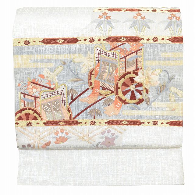 SALE 2/6 12時～☆20%OFF／袋帯 リサイクル帯 正絹 仕立て上がり 刺繍