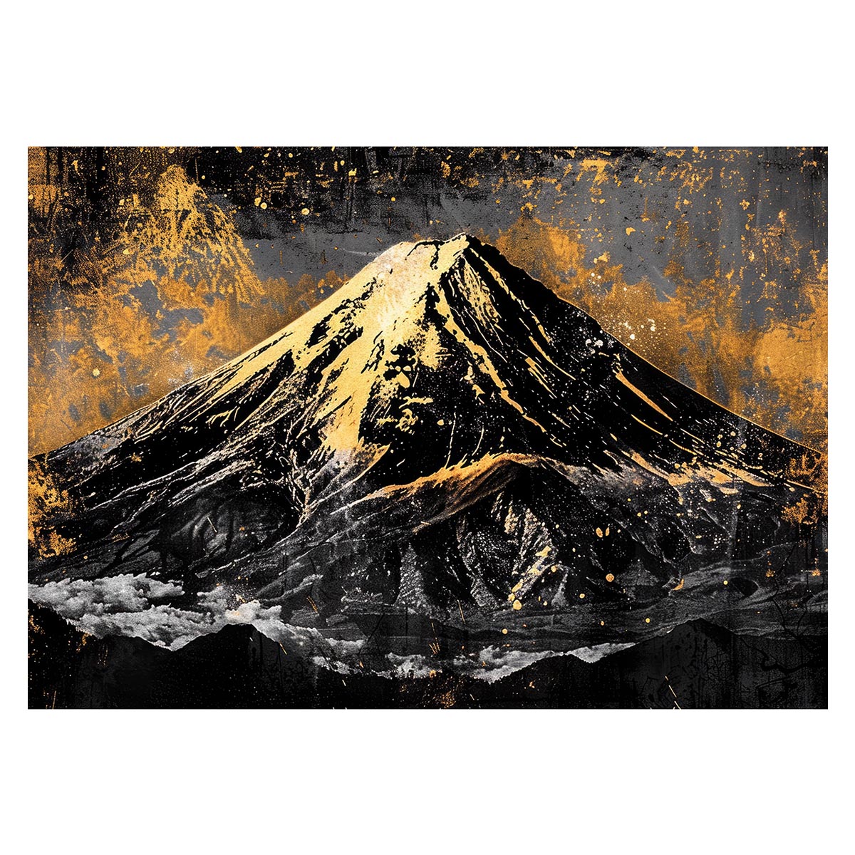 B2サイズ（約51x73cm）】【lh-poster-4168】和風 金の富士 金運