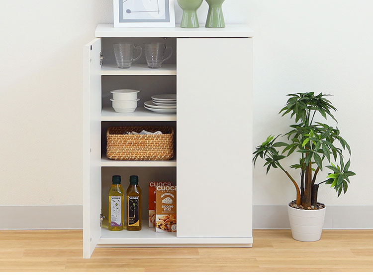 カウンター下収納 キャビネット 棚 幅60cm 高さ85cm ナチュラル