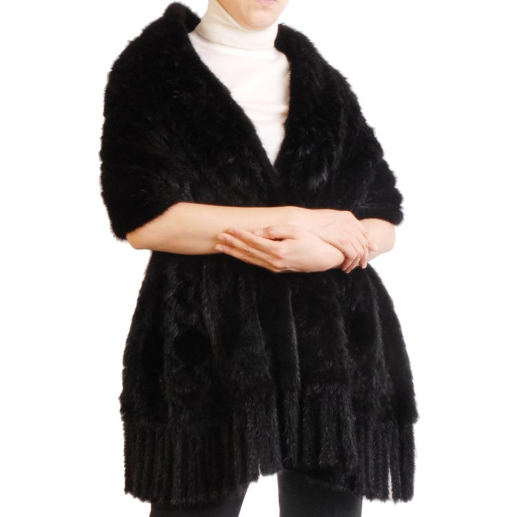 楽天市場】【39%offクーポン】ブラック ミンク 編み込み ストール 毛皮