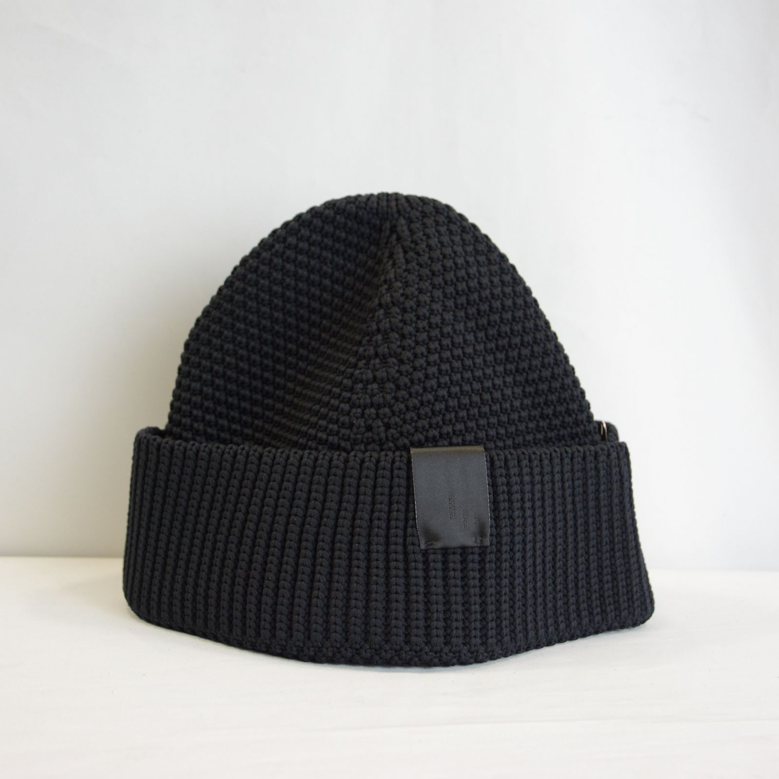 yo biotop ニット帽 リブ編み 黒 ビーニー帽子 yo biotop ニット帽