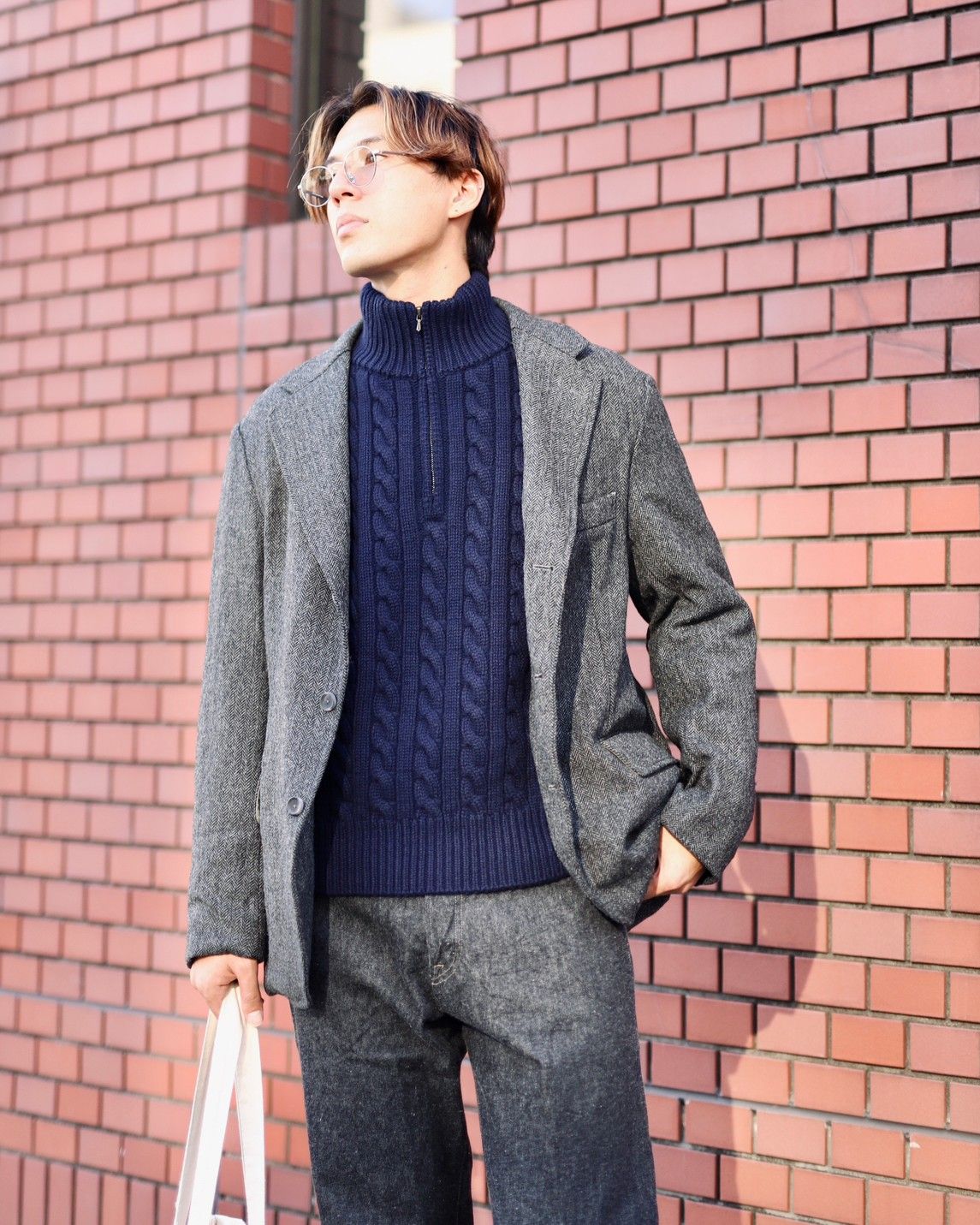 A.PRESSE - アプレッセ Tweed Tailored Jacket(23AAP-01-18H)CHARCOAL