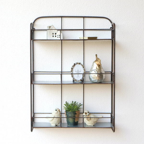 ウォールシェルフ 3段 壁掛け アイアン 飾り棚 アンティーク 収納