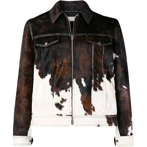 Men's Real Cow Hair on Leather Jacket | Cow skin Print Pony Skin