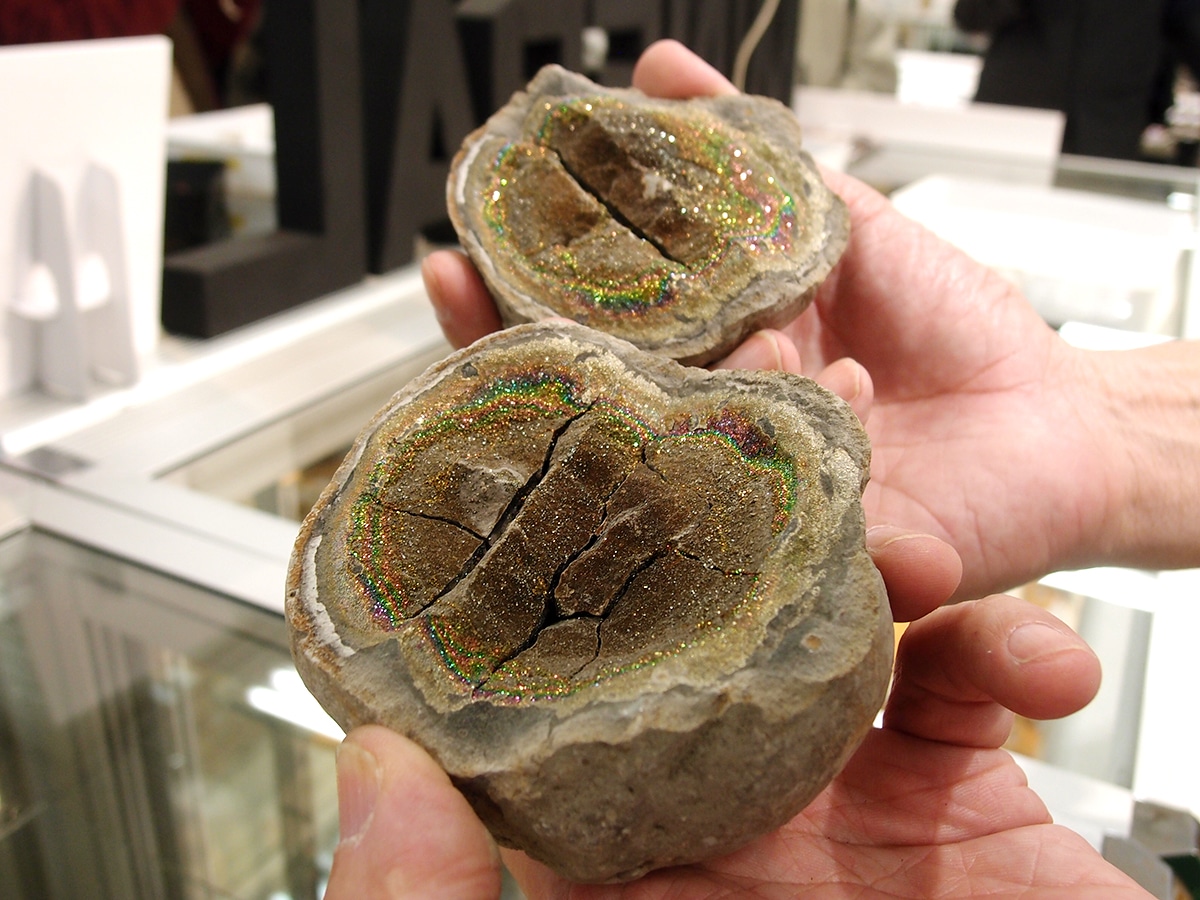 黄鉄鉱の酸化により虹色を放つ「レインボーパイライト」 - 名駅経済新聞