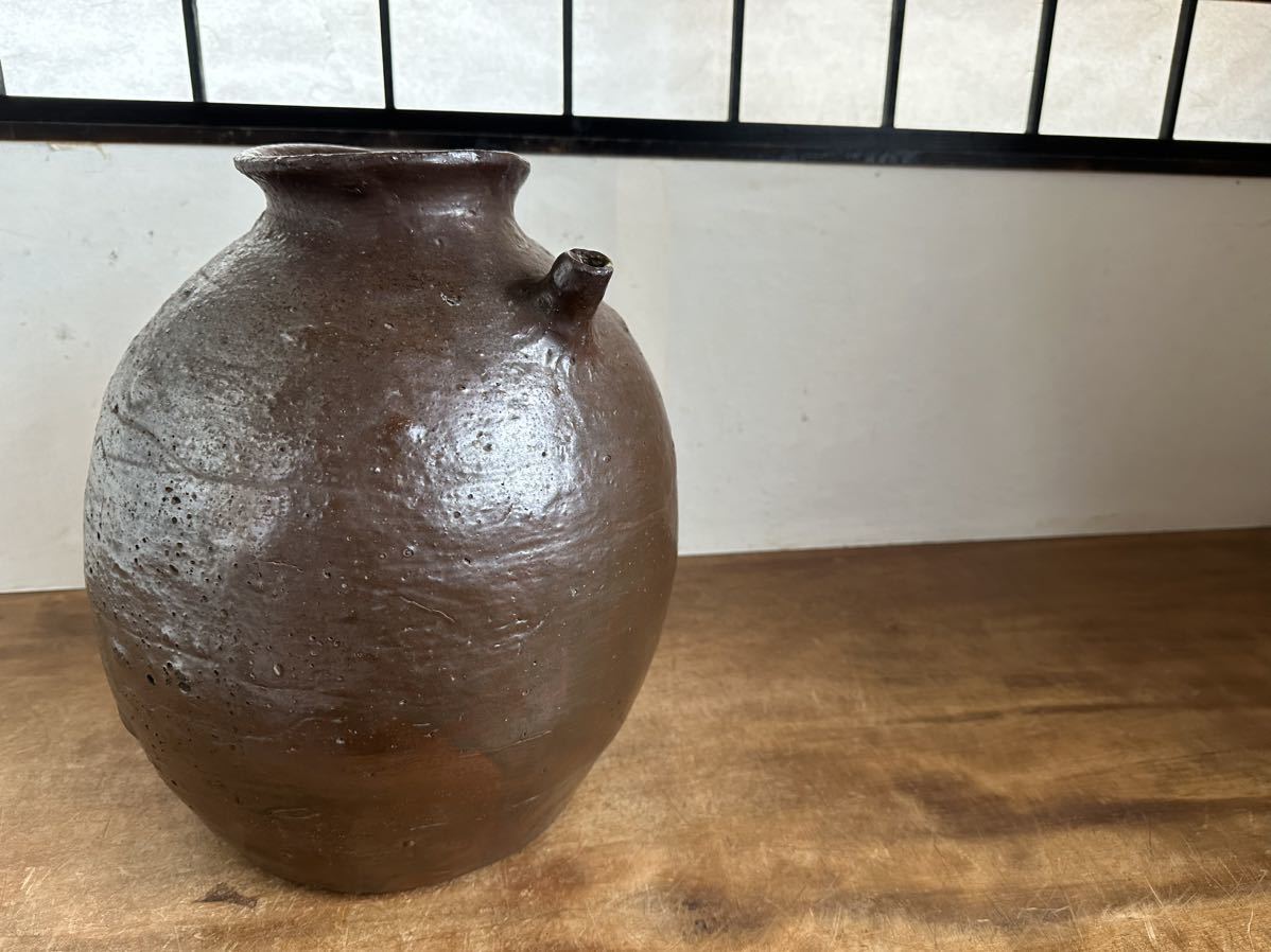 信楽焼 茶壺 大壺 すだれ壺 ストライプ柄 明治 アンティーク 【公式通販】