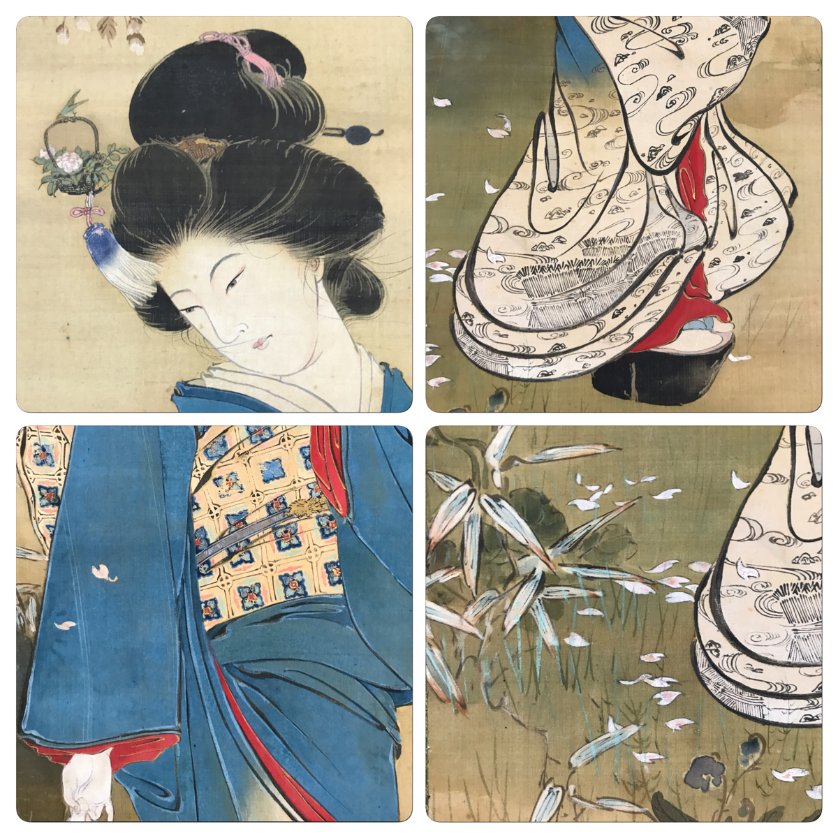 葛飾北斎 「美人画」浮世絵 絹本 掛軸 葛飾北斎 「美人画」浮世絵 絹本