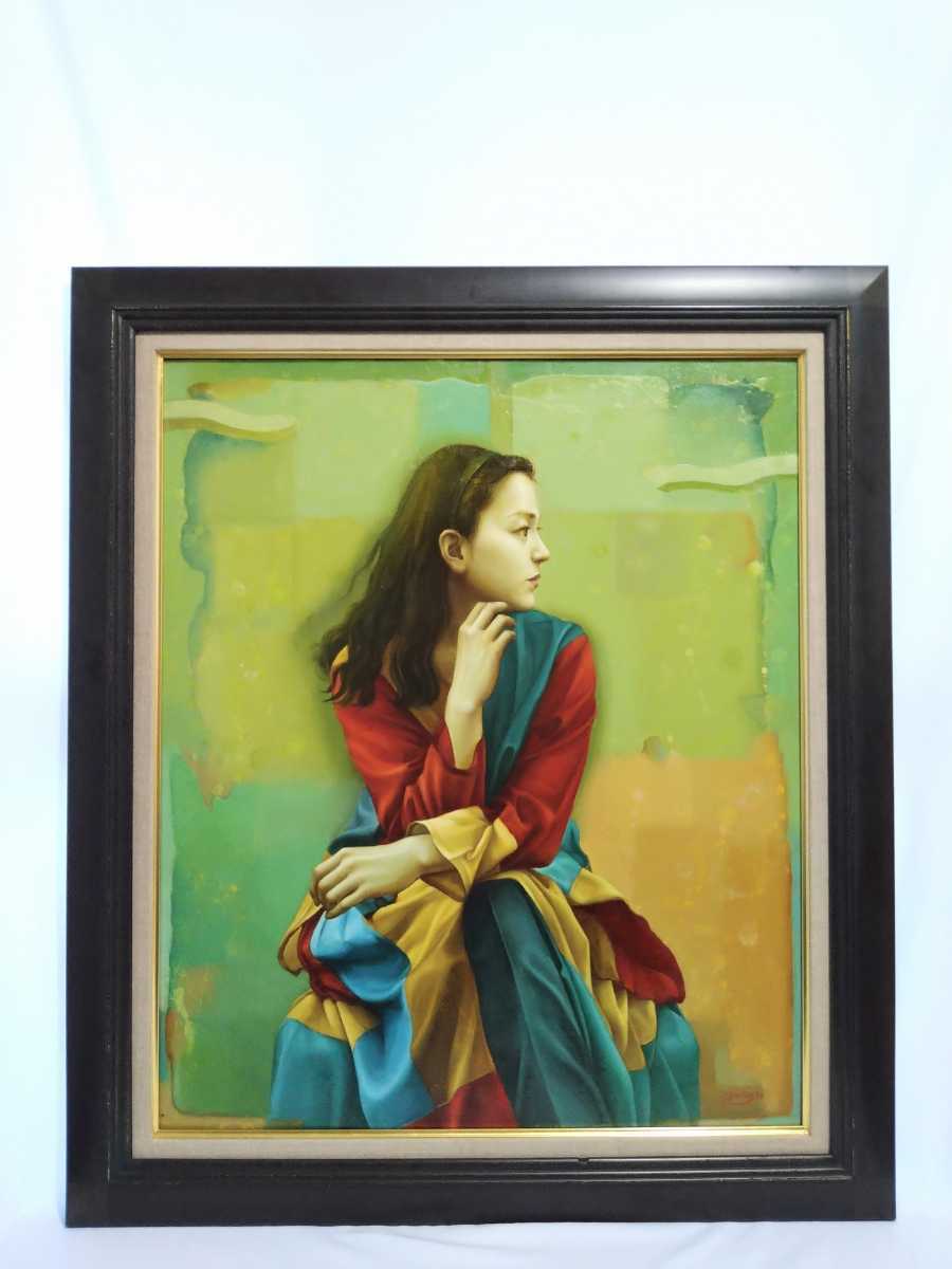 絵画 インテリア 絵 額付(銀) 油絵 F4-92023 女性像 油絵 絵画