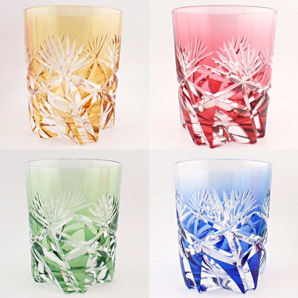 島津磯斉 薩摩切子オールドファッションタンブラー 共箱 東Y7-1203☆1F