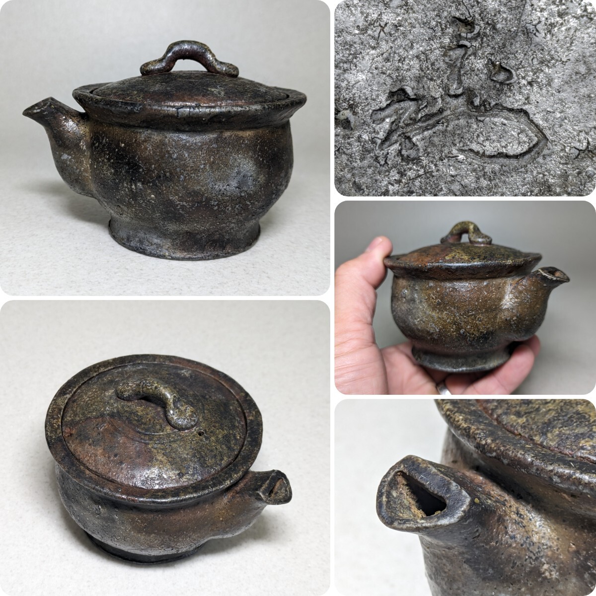 ㊵備前焼 宝瓶 登り窯 ザクロ 柘榴 ざくろ 手びねり 急須 ⑭備前焼 宝