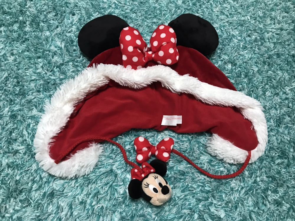 ミニーマウス 手袋付きマフラー ファンキャップ クリスマスグラス付