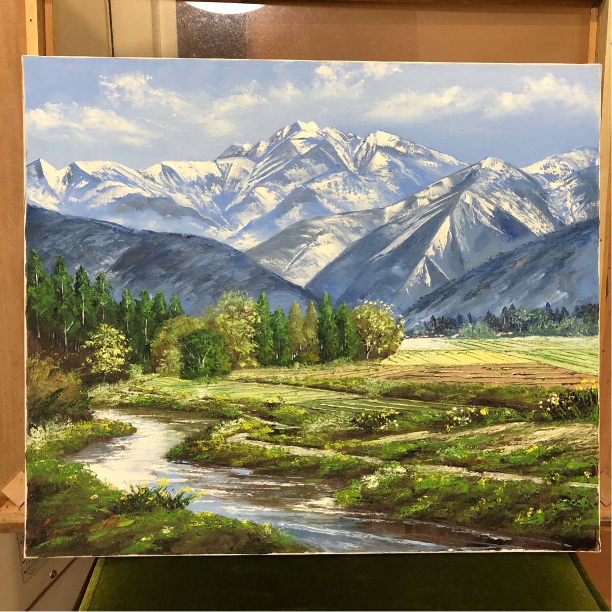 油彩画 白馬風景 油彩画 白馬風景