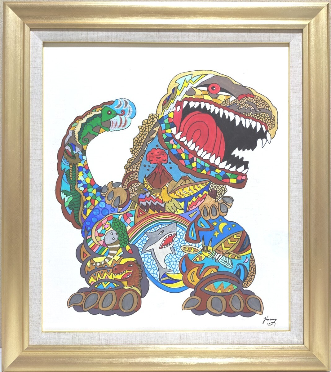 F6号】ジミー大西【共和国】肉筆保証/表裏サイン有/油彩/アクリル/絵画