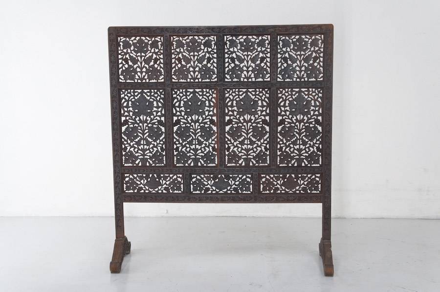 アジアン家具 彫り アンティーク パーテーション 木製 衝立 vintage