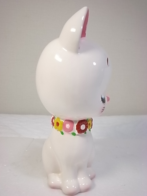 貯金箱 内藤ルネ サイン入り 彫文字 RUNE 陶器 猫 昭和レトロ雑貨 当時物