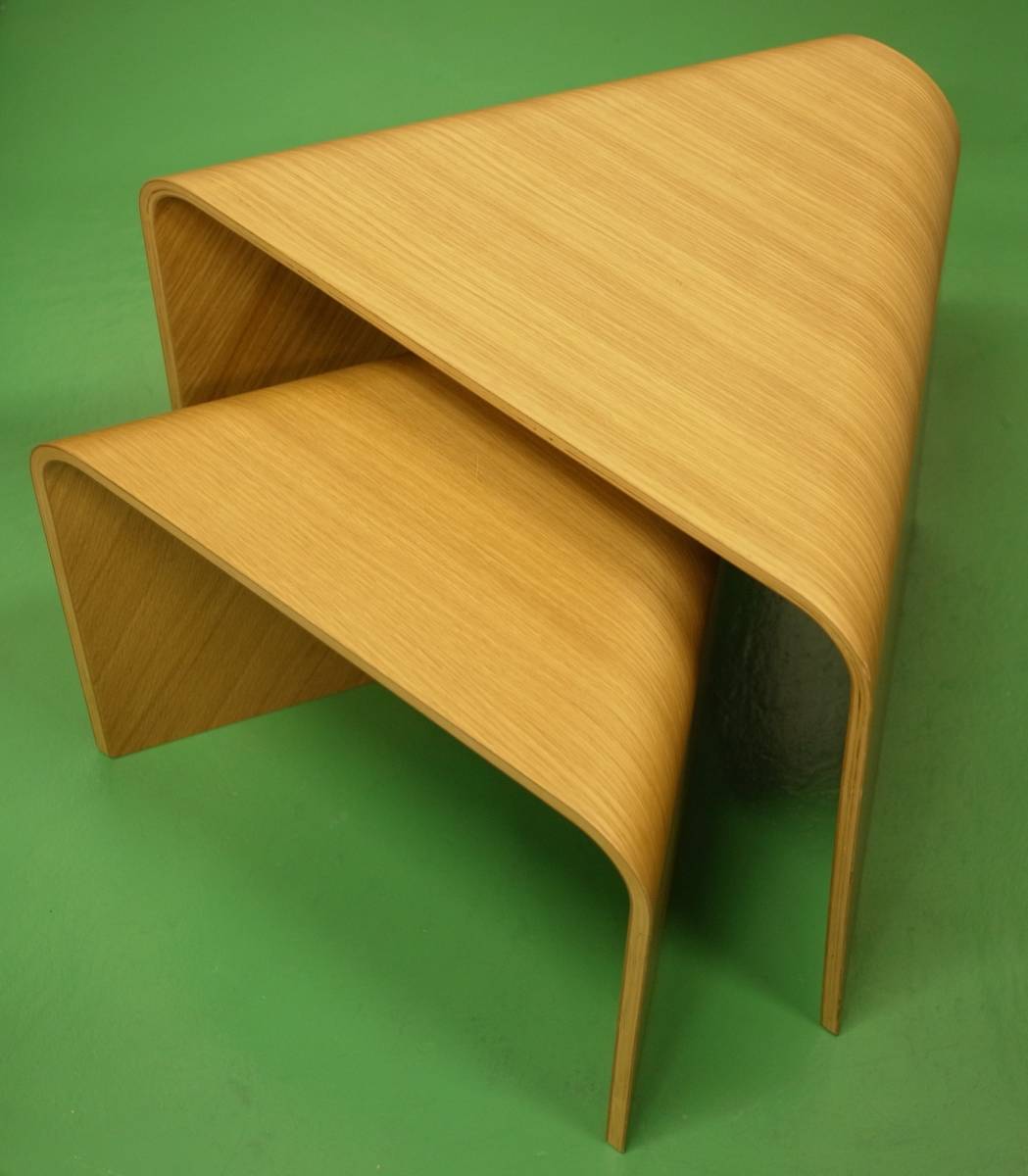 美品】【無印良品】重なるテーブルベンチ・成型合板・オーク材” 稀少な