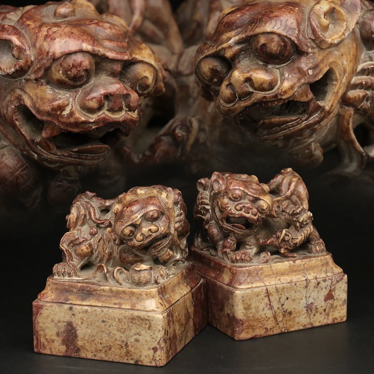 古印材 寿山石 やや傷や汚れあり】ZK159 中国美術 唐物 清 寿山石雕太