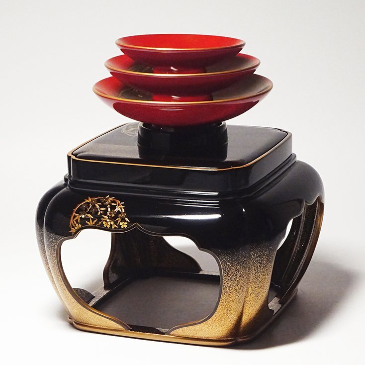 最も安い 【十一月の特売品】淡々斎好写 渦蒔絵 貴人高杯 木製真塗