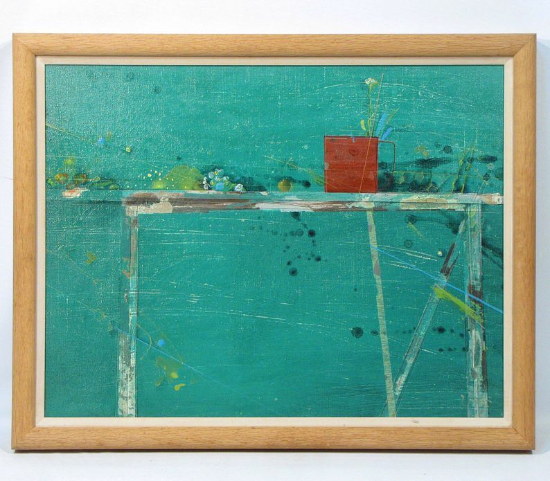 櫃田伸也 「小さな流れ」 10号 油彩画 乗り切れ - 絵画 櫃田伸也