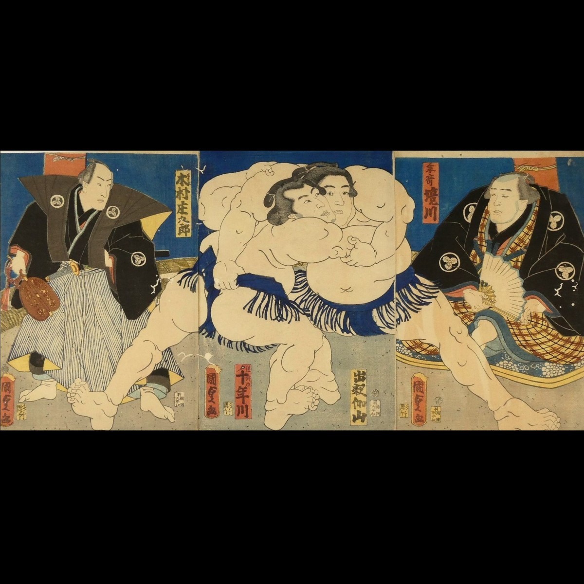 貴重 人気 相撲絵 江戸両国回向院大相模之圖 立川斎国郷画 浮世絵 版画