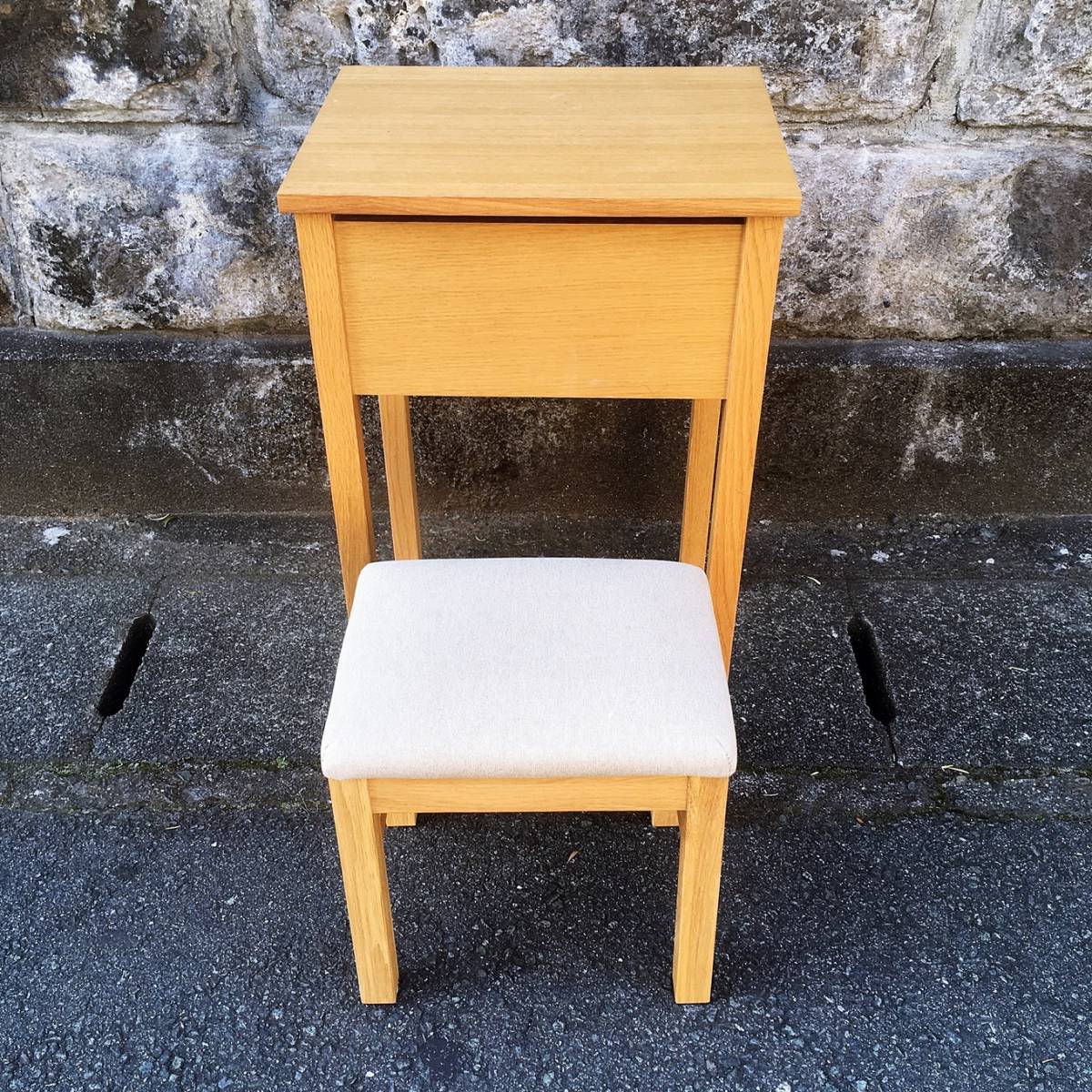 MUJI 無印良品 ドレッサー 椅子付き オーク材 化粧台 リビング収納