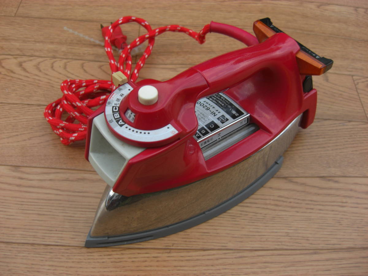 昭和レトロ ナショナル 電気アイロン 木箱付き 通電確認済 加熱OK