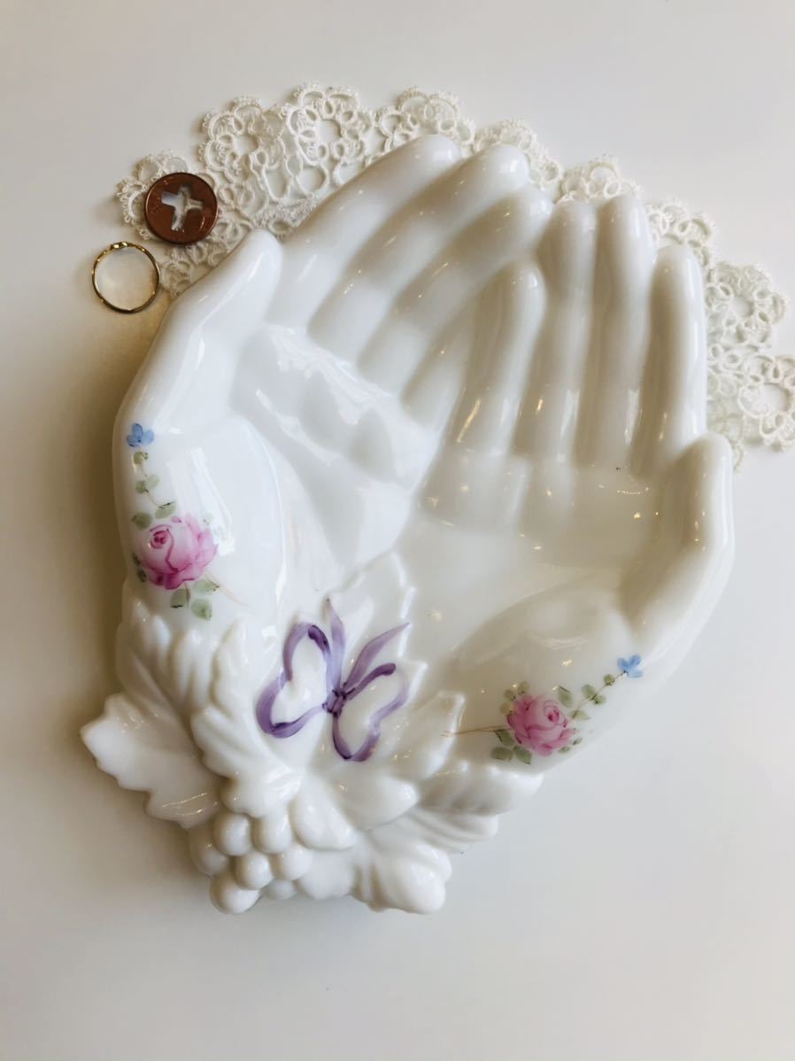 □ウエストモアランド ハンドトレイ ミルクガラス ビンテージ 裏に刻印