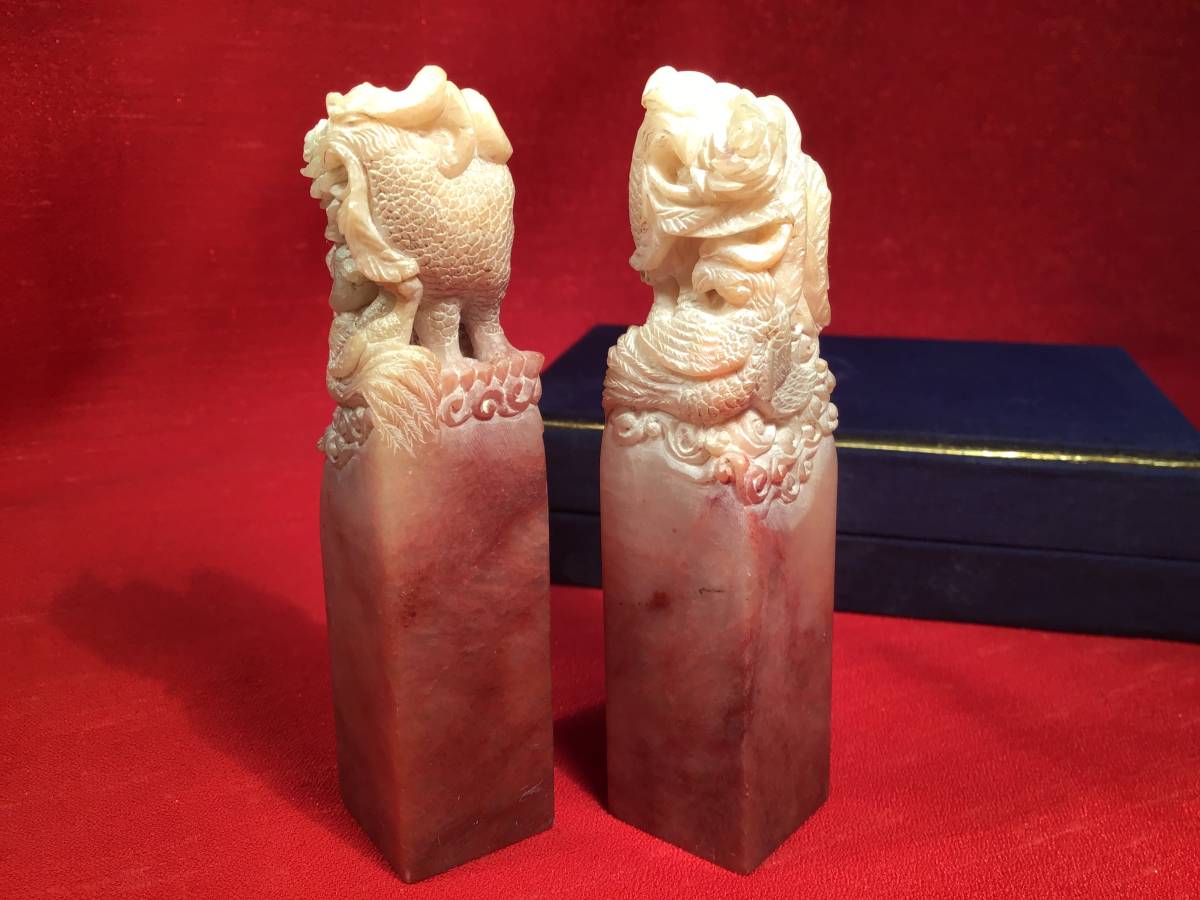 中国骨董 高級天然石 篆刻 テンコク 手彫り魚を持つ老人