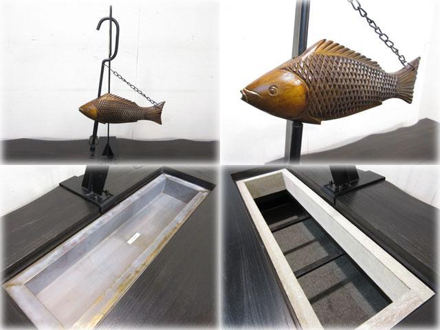 長火鉢（関東火鉢） ケヤキ材 火箸・灰ならし・猫板付き 長火鉢（関東