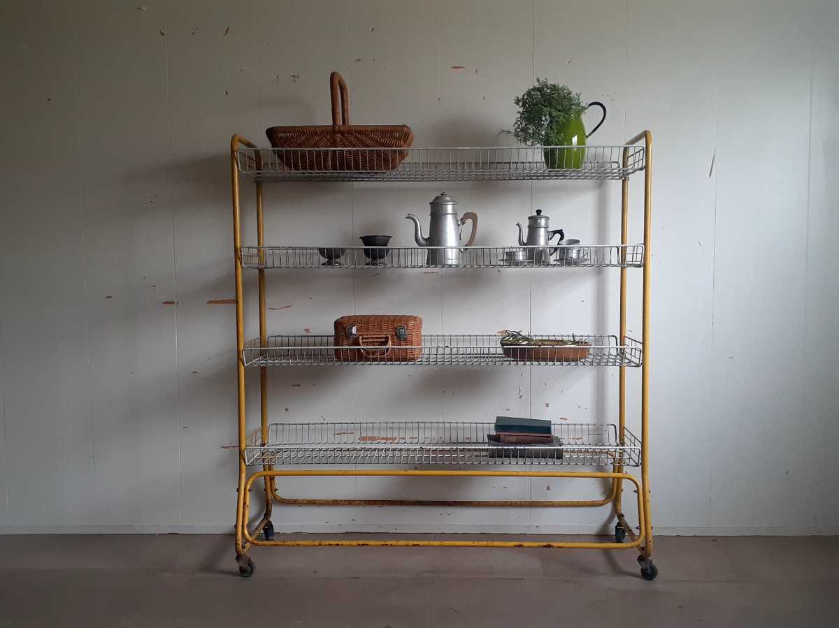 ワイヤーラック 古家具 ビンテージ 棚 什器 シャビー