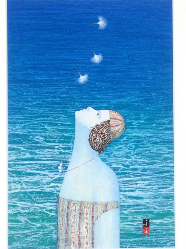 河村純一郎『遠い日』ミクスドメディア F4 原画 真作保証 1点もの 河村