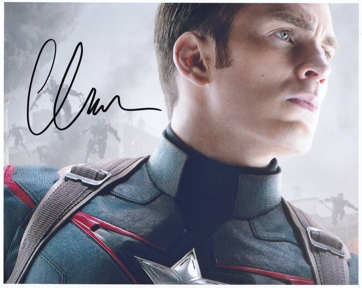 直筆サイン入り写真 クリス・エヴァンス キャプテン・アメリカ SA鑑定