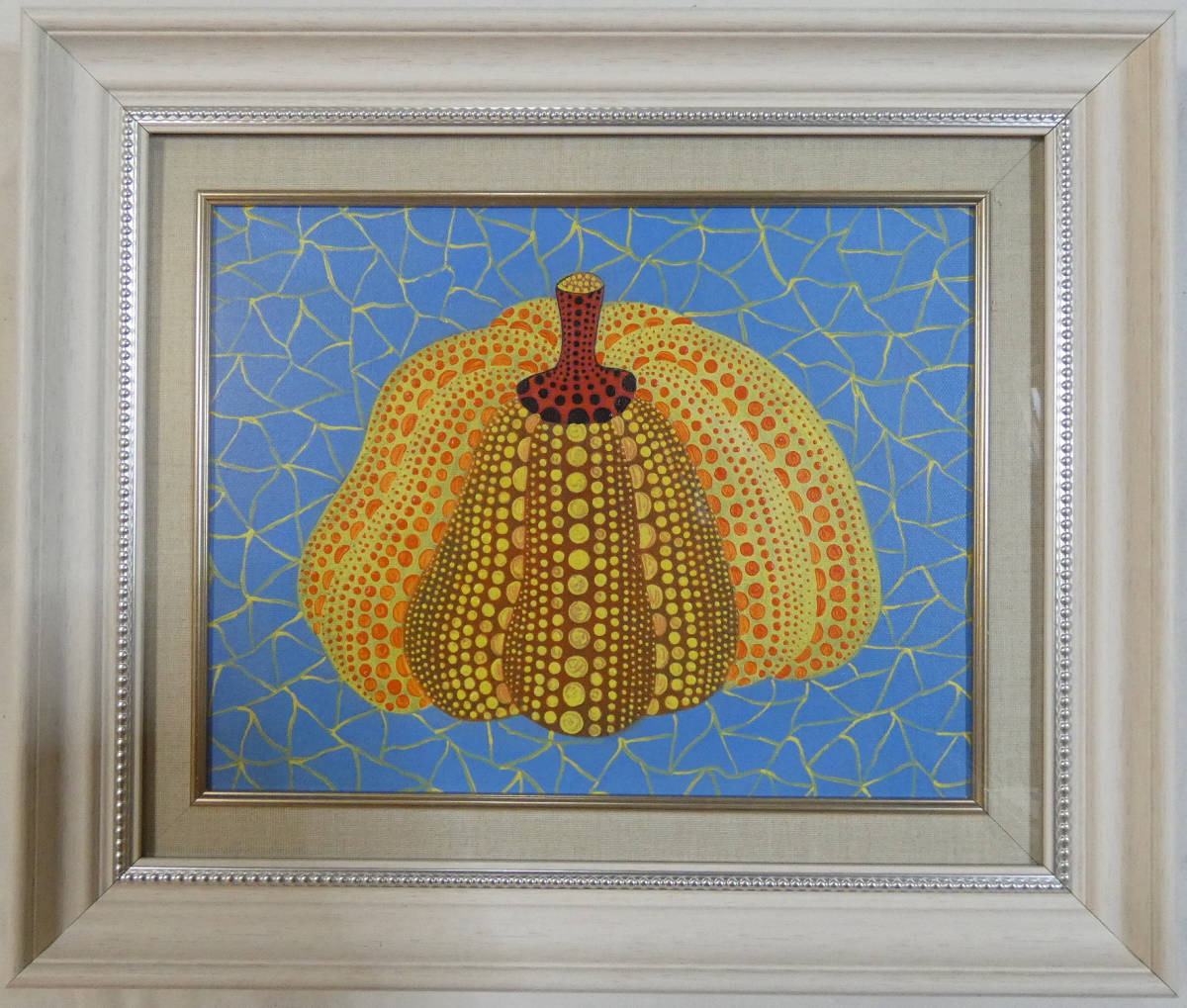 F6 草間彌生 かぼちゃ 肉筆/表裏サイン有り/油彩/アクリル/絵画/額縁