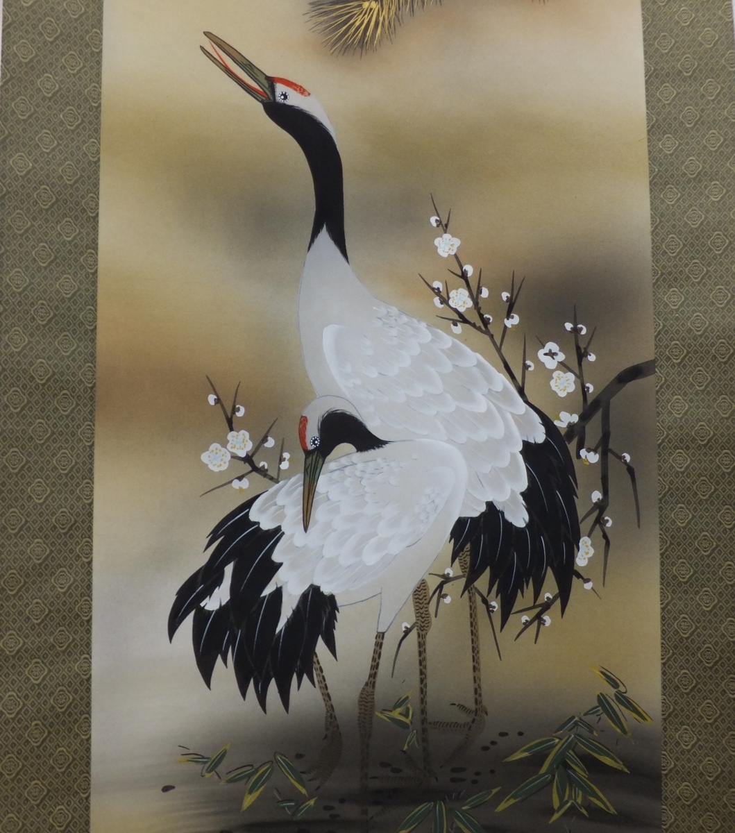 掛け軸 秀崖 松上鶴 紙本 希少 軸装 茶道具 掛軸 美品 です。 掛け軸