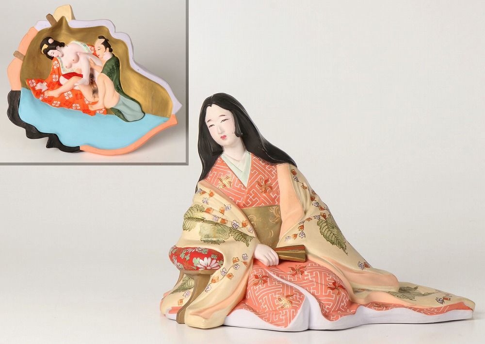 陶芸 置物 春画人形 達磨・だるま 美人裏絵置物風俗艶人形 春画人形